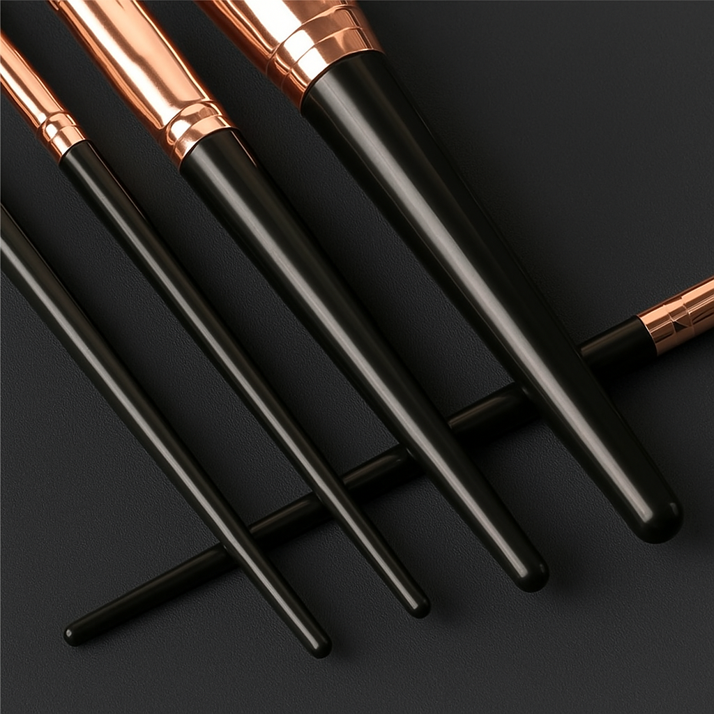 15-Piece Makeup Brush Set – Black & Rose Gold
