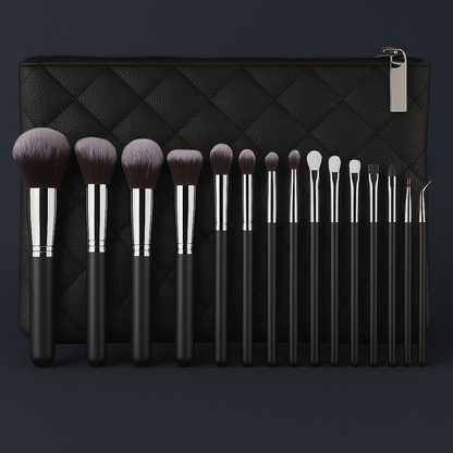 15-piece makeup brush set with storage bag