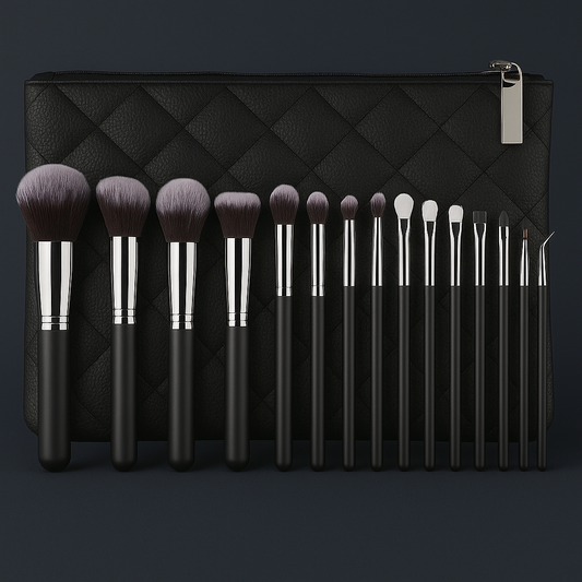 15-piece makeup brush set with storage bag