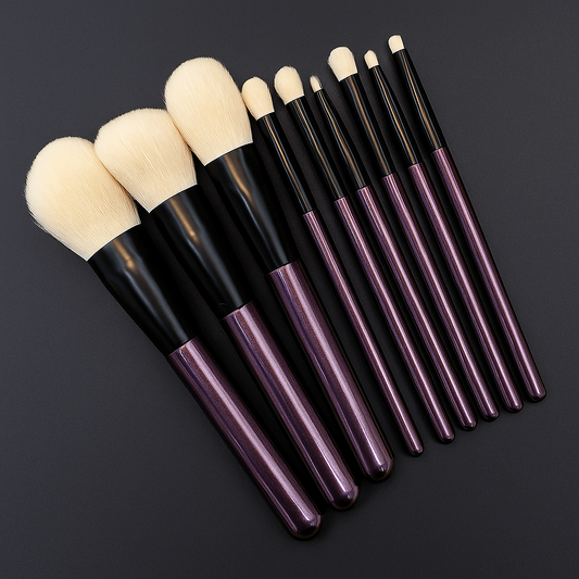 10-Piece Makeup Brush Set with Shimmering Purple Handles