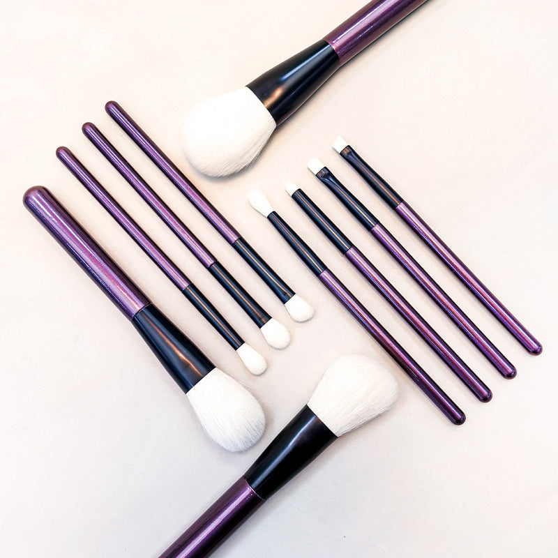 10-Piece Makeup Brush Set with Shimmering Purple Handles