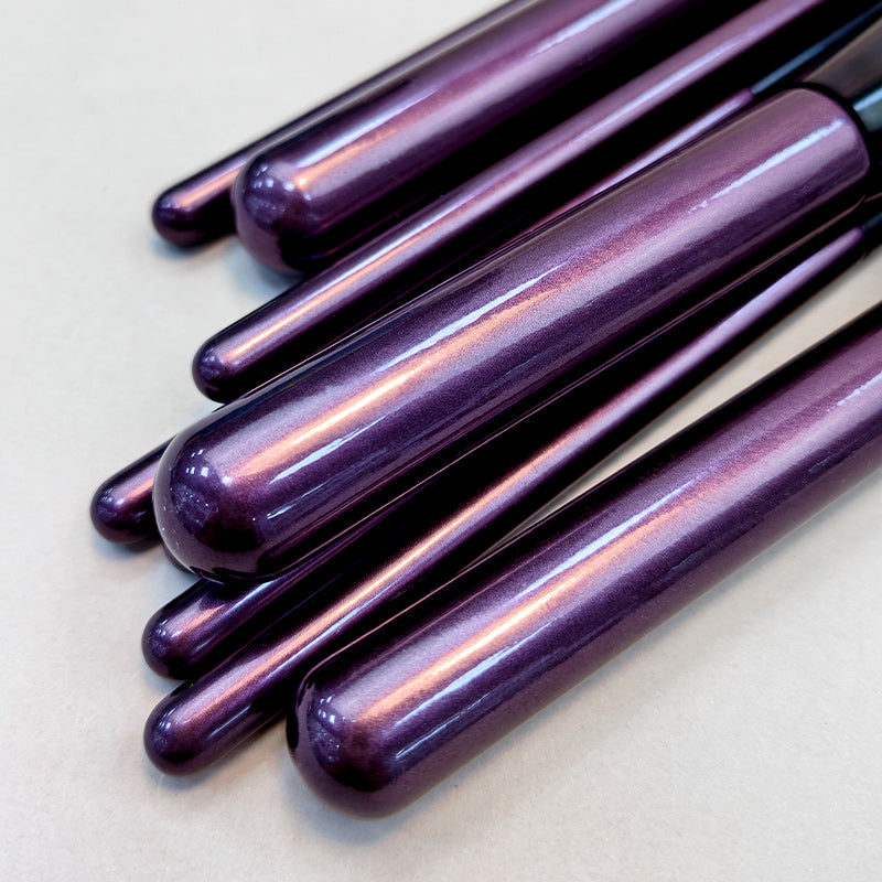 10-Piece Makeup Brush Set with Shimmering Purple Handles