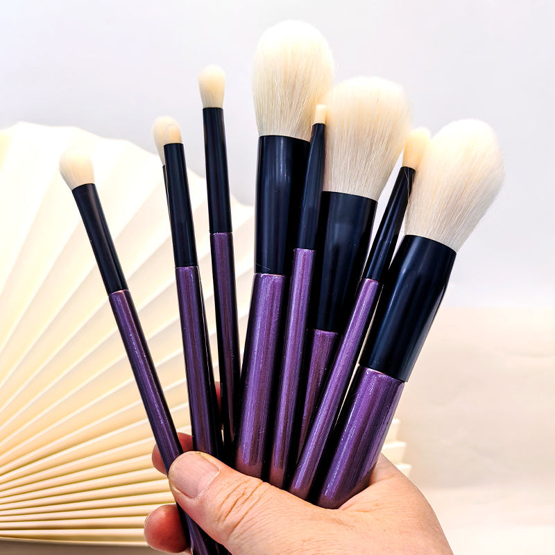 10-Piece Makeup Brush Set with Shimmering Purple Handles