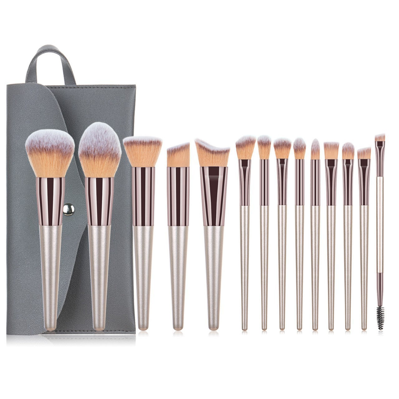 Makeup Brush Set with Silver Handles and Soft Bristles