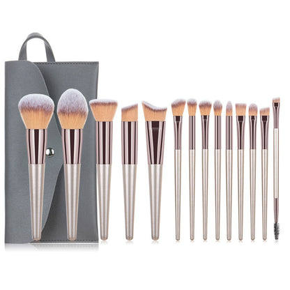 Makeup Brush Set with Silver Handles and Soft Bristles